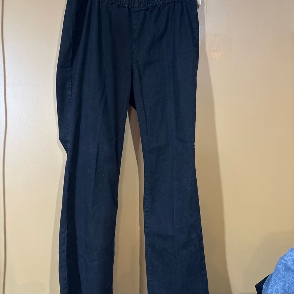 396 DG2 by Diane Gilman Virtual Stretch  Pull Up Bootcut Jean Basic Black Sz XL